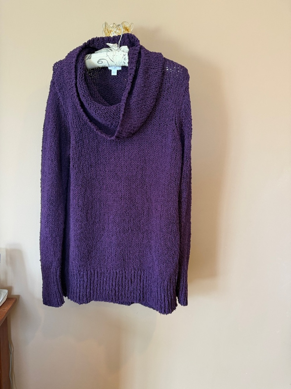 J. Jill Deep Purple Cowl Neck Knit Sweater